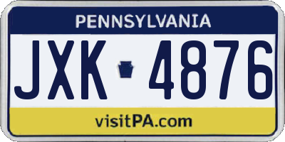 PA license plate JXK4876