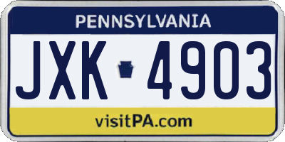 PA license plate JXK4903