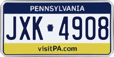 PA license plate JXK4908