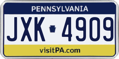 PA license plate JXK4909