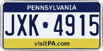 PA license plate JXK4915