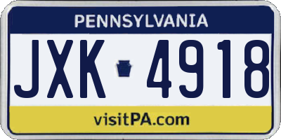 PA license plate JXK4918
