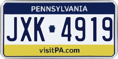PA license plate JXK4919