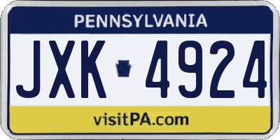 PA license plate JXK4924