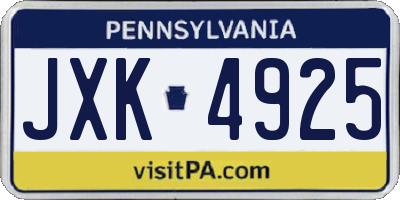 PA license plate JXK4925