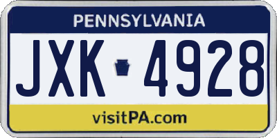 PA license plate JXK4928