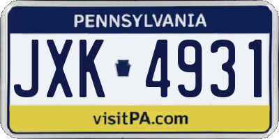 PA license plate JXK4931