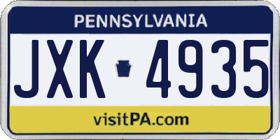 PA license plate JXK4935