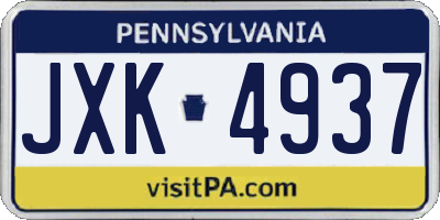 PA license plate JXK4937