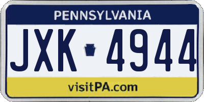 PA license plate JXK4944