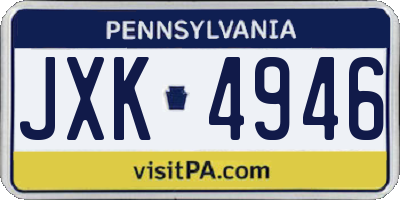 PA license plate JXK4946