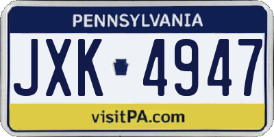 PA license plate JXK4947