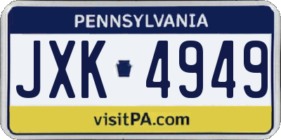 PA license plate JXK4949