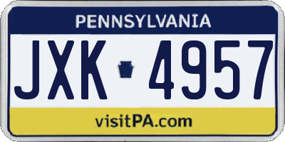 PA license plate JXK4957