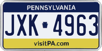 PA license plate JXK4963