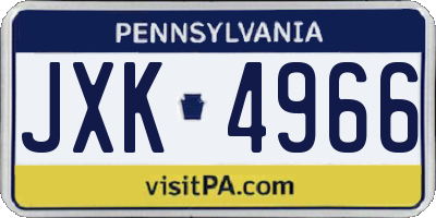 PA license plate JXK4966