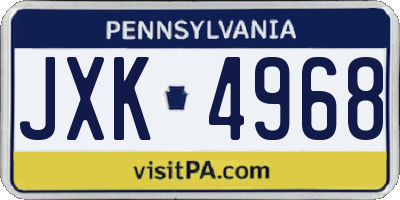 PA license plate JXK4968