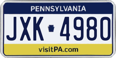 PA license plate JXK4980