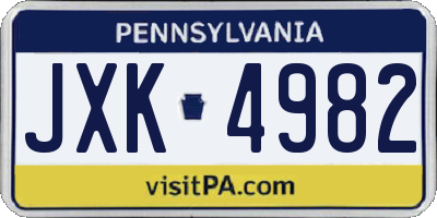 PA license plate JXK4982
