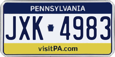 PA license plate JXK4983