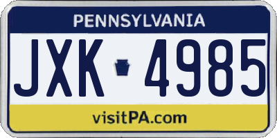 PA license plate JXK4985