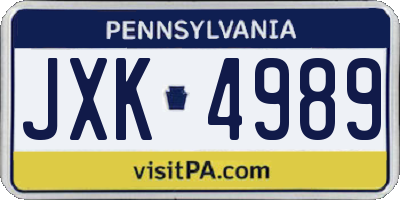 PA license plate JXK4989