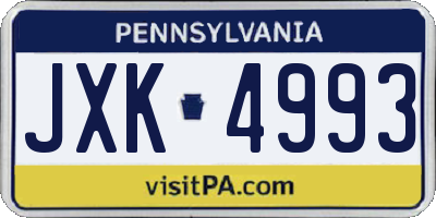 PA license plate JXK4993