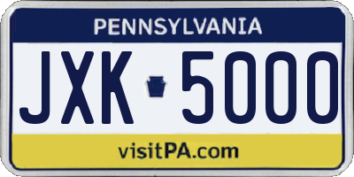 PA license plate JXK5000