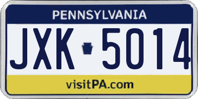 PA license plate JXK5014