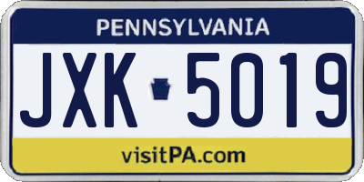 PA license plate JXK5019