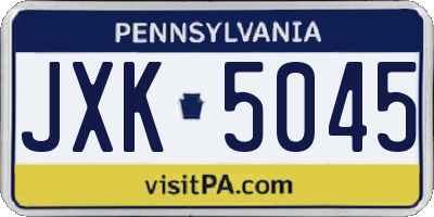 PA license plate JXK5045