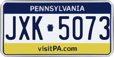 PA license plate JXK5073