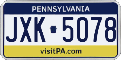 PA license plate JXK5078