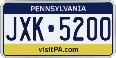 PA license plate JXK5200