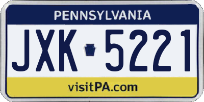 PA license plate JXK5221