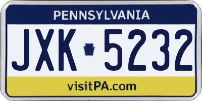 PA license plate JXK5232
