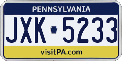 PA license plate JXK5233