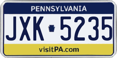 PA license plate JXK5235