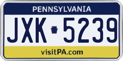 PA license plate JXK5239
