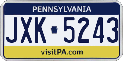 PA license plate JXK5243