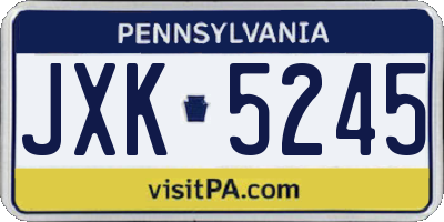 PA license plate JXK5245