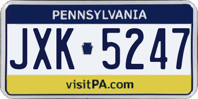PA license plate JXK5247