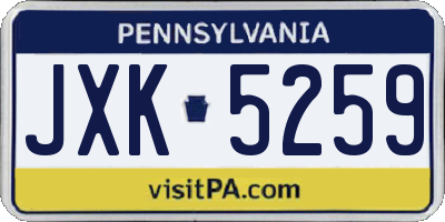 PA license plate JXK5259
