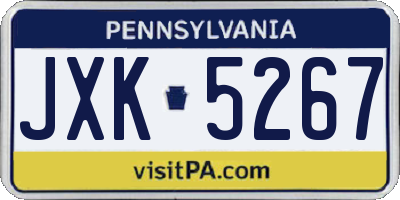 PA license plate JXK5267