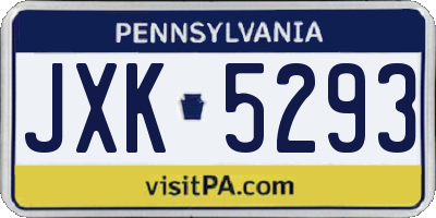 PA license plate JXK5293