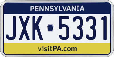 PA license plate JXK5331