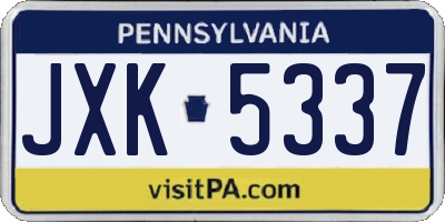 PA license plate JXK5337