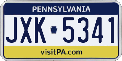 PA license plate JXK5341