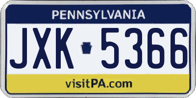 PA license plate JXK5366