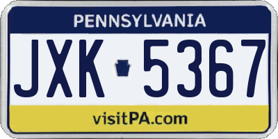 PA license plate JXK5367